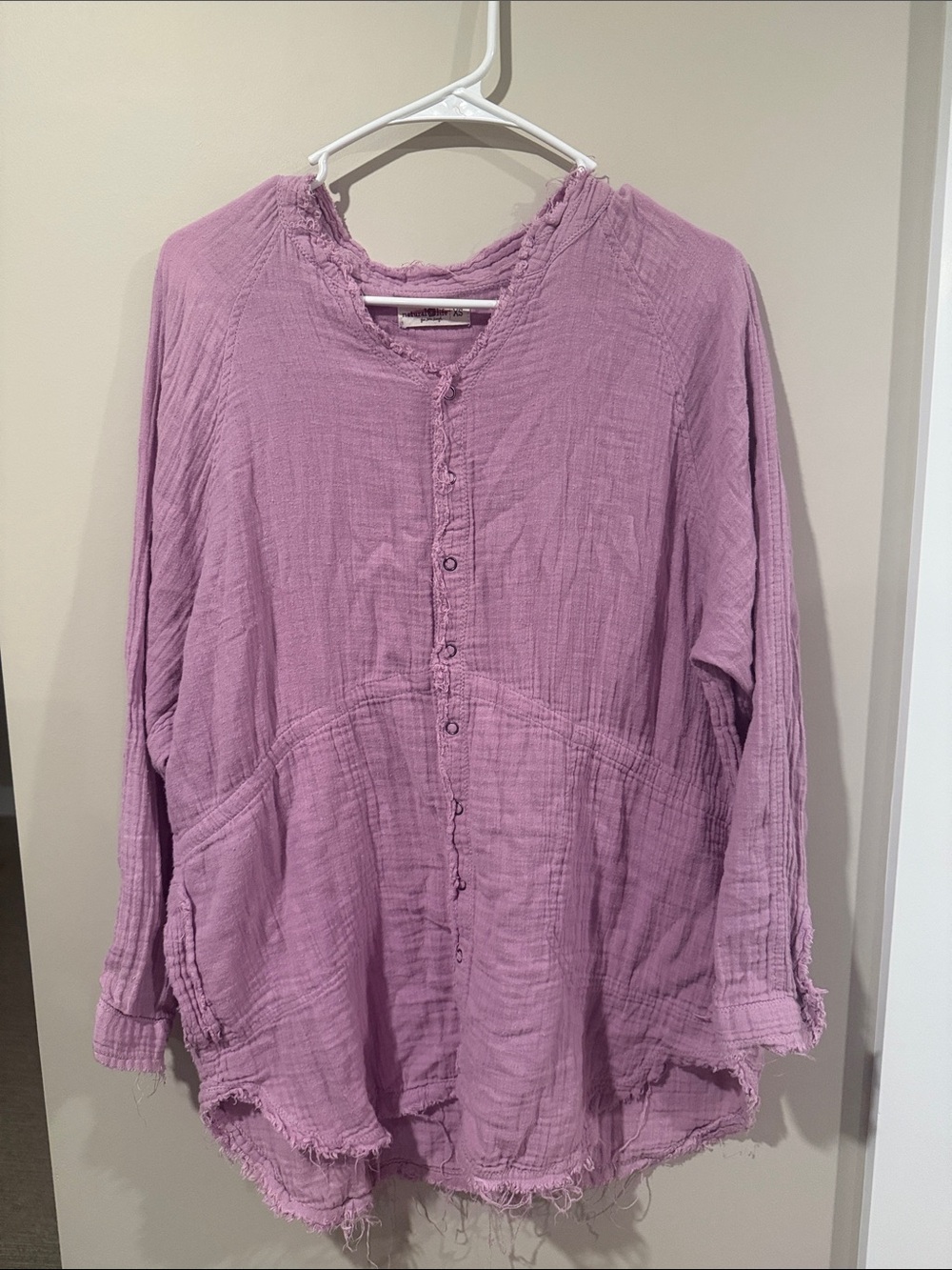 Natural Life Washed Button-Front Tunic Top in Lavender - Unbranded
